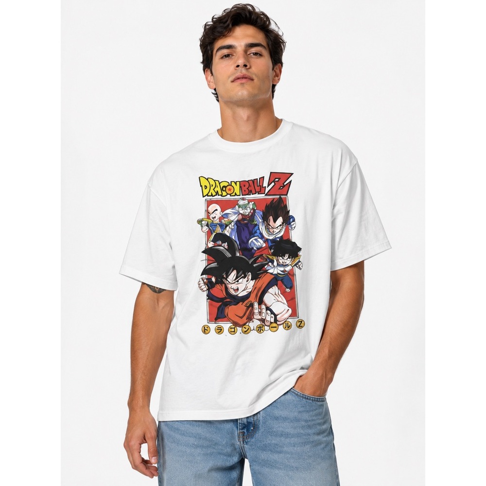 Dragon Ball Z Goku Vegeta Graphic Tee Shirt Mens XL Cream Toei Animation